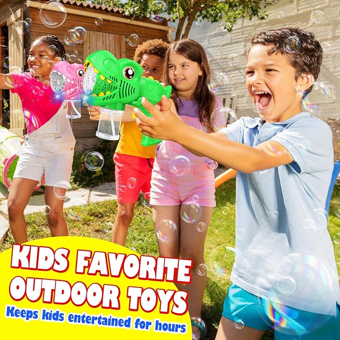 3-Pack Gifts for Girls Bubble Gun - Auto Light Up Bubble Machine with Refills for Kids Toys Girls Ages 6-8 Birthday Gift Party Favors Eassentials Easter Stocking Stuffers Valentine (Green+Pink+Purple)