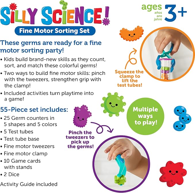 Learning Resources Silly Science Fine Motor Sorting Set - 55 Pieces, Age 3+ Educational Toy, Preschool Fine Motor Skills, PreK Manipulatives - Image 6
