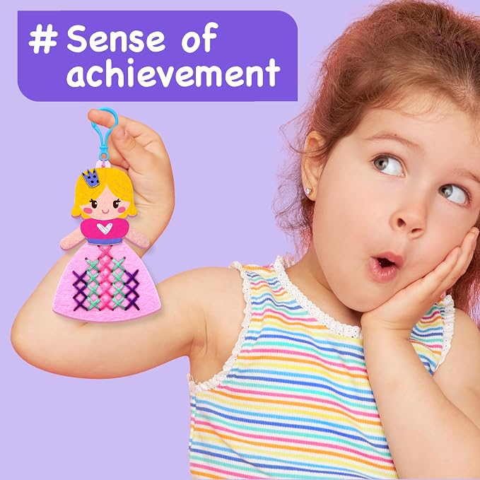 EZCRA Princess Cross Stitch Kit for Kids Ages 4-8, 8 No Mess Felt Projects - Image 6