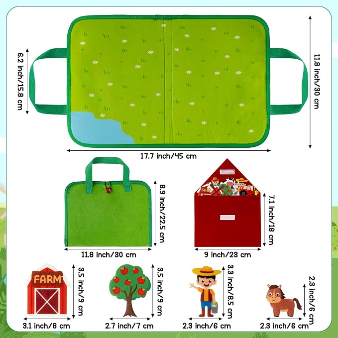 WATINC Travel Felt Board Story Set - 25PCS Portable Felt Board Educational Birthday Gift for Boys & Girls, Themed Storytelling Preschool Early Learning Interactive Play Kit for Toddlers (Farm Animals) - Image 2