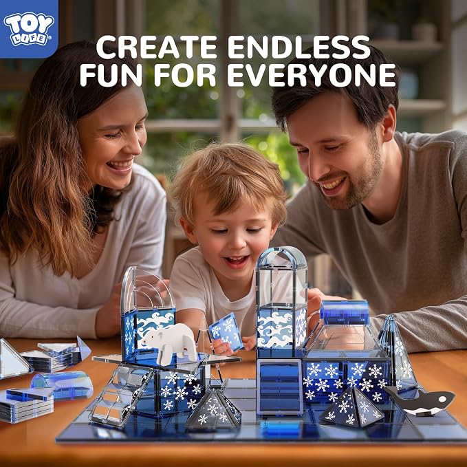 TOY Life Arctic Animal Magnetic Tiles, 56-Piece STEM Set, Ages 3-8 - Image 4