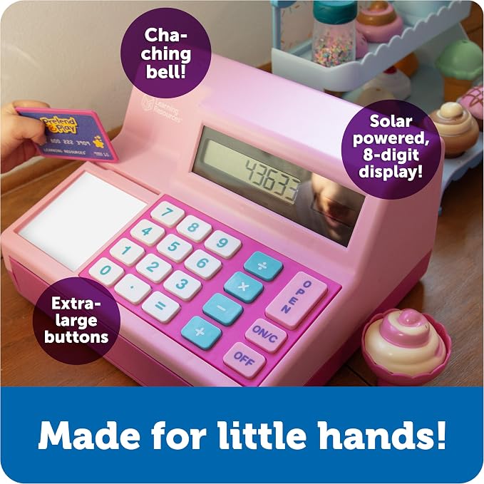 Learning Resources Pretend & Play Calculator Register Toy, Pink - Image 4