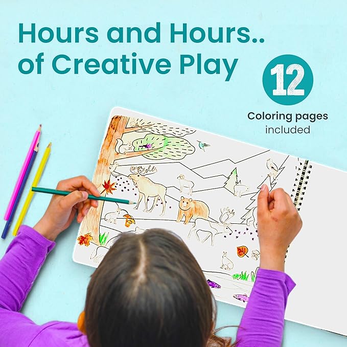 Cupkin Animal Sticker Book Activity for Kids with 500+ Habitat Stickers, Toddler Airplane Travel Essentials, 12 Scenes + 12 Coloring Book Pages, Animal Lover Gift, Childrens Crafts for Ages 2–8