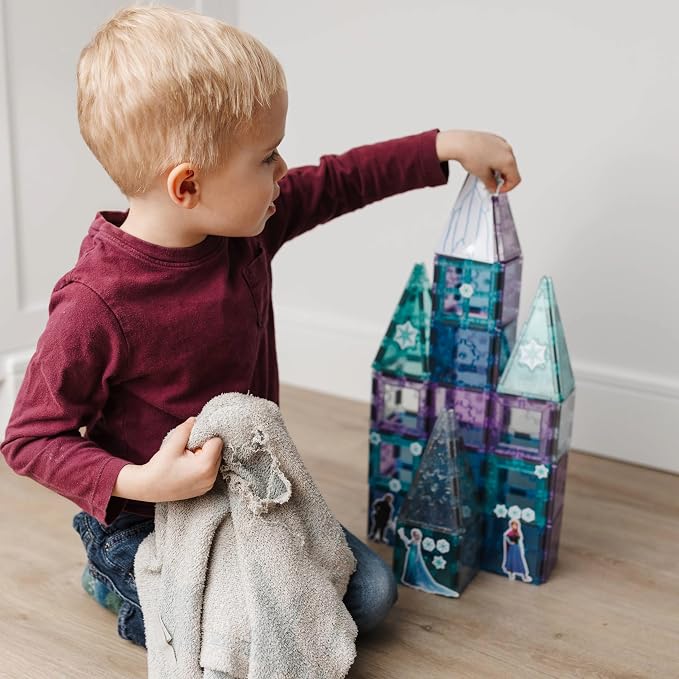 Tytan Toys Disney Frozen Magnetic Tiles Princess Castle - 68-Piece STEAM Building Set with Glitter Tiles & Elsa, Anna, Olaf Stickers - Educational Frozen Toys for Girls Age 3-4+ - Image 16