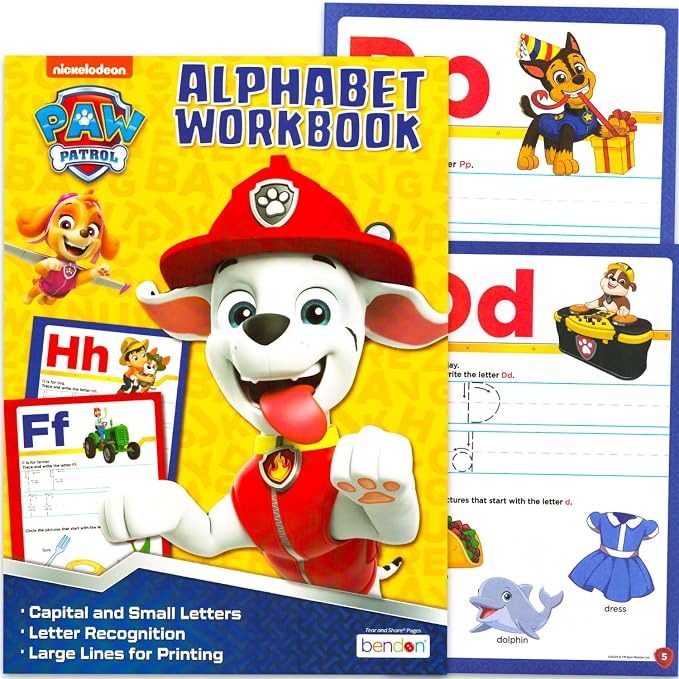 Paw Patrol 24 Page Alphabet Workbook Set - Early Learning Educational Bundle with Writing Practice Pages for Preschool Plus Colored Pencils, More | Paw Patrol Educational Book for Kids - Image 2