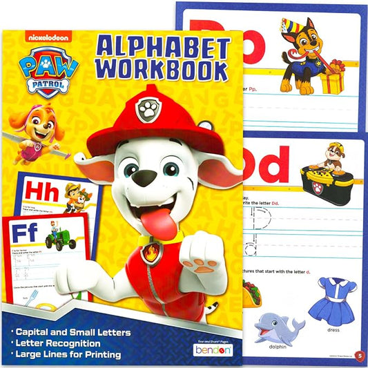 Paw Patrol 24 Page Alphabet Workbook Set - Early Learning Educational Bundle with Writing Practice Pages for Preschool Plus Colored Pencils, More | Paw Patrol Educational Book for Kids - Image 2
