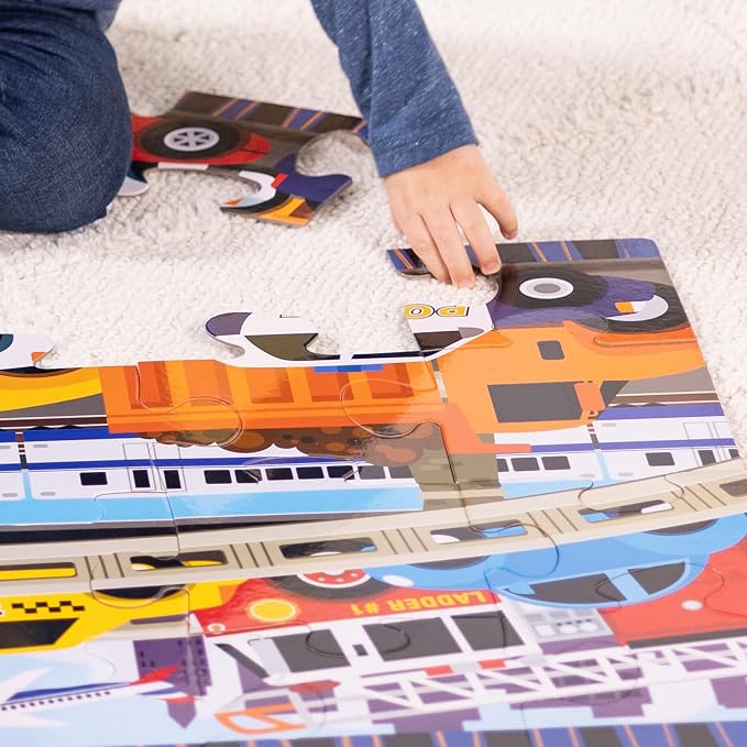 Melissa & Doug Traffic Jam Jumbo Floor Puzzle (24 Pieces, 2 x 3 Feet), Vehicle-Themed Jigsaw Puzzle for Preschoolers and Kids Ages 3+ - FSC Certified - Image 7