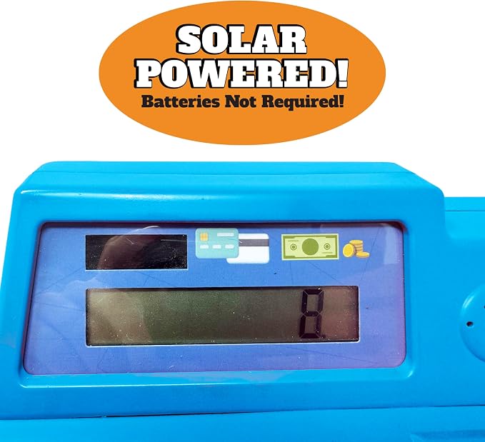 Dr. STEM Toys Solar Powered Calculator Pretend Cash Register with Play Money – 67-Piece Set for Learning Math Skills, STEM Cash Register for Kids (Blue) - Image 5