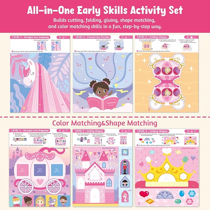 JoyCat Scissor Skills Activity Kit, Toddler Scissors Ages 3-5, Princess - Image 7