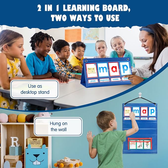 KIKIGOAL CVC Word Builder Desktop Pocket Chart Tent Cards Kit Phonics Games Flash Cards for Preschool Kindergarten Classroom Spelling Educational Toy for Kids Autism Special Education - Image 5