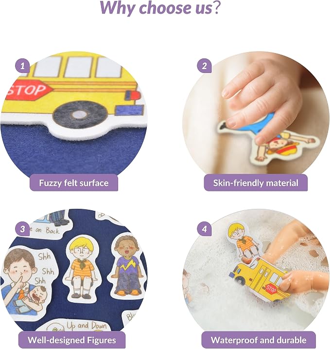 CHEFAN Felt Flannel Boards Stories Precut Figures for Toddlers Preschool, Craft Toy Gifts for Kids, Storytelling Interactive Teaching Activity Kits,Wheels On Bus,Baby Shark,Itsy Bitsy Spider,Bingo - Image 3