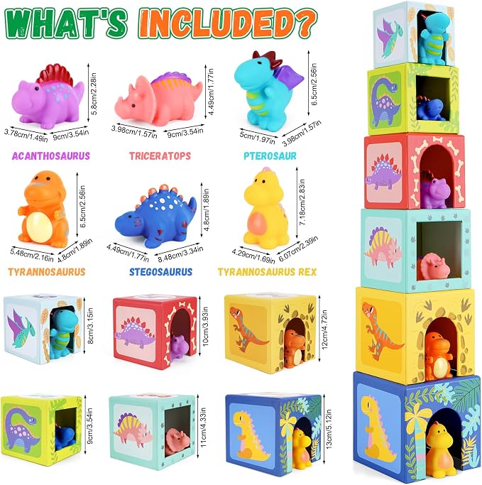 Toddlers and Babies Dinosaur Sorting and Stacking Toys Blocks for 1-3 Kids - Image 3