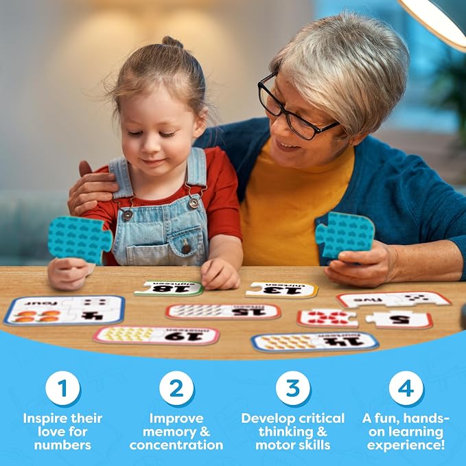 Number Puzzle Kindergarten Math Games - Number Puzzles for Kids Ages 3-5 - 20 Sets Matching Puzzle Toddler Learning Toys - Preschool Classroom Must Haves - Math Manipulatives Kindergarten - Image 5