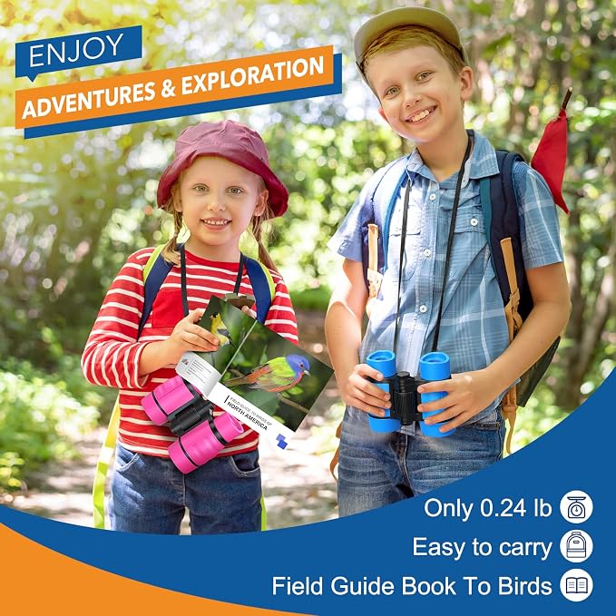 Toys for 3-7 Year Old Boys: LET'S GO! Binoculars for Kids with Bird Watching Manual Easter Birthday Gifts for 4 5 6 7 8 Year Old Boy Girls Outdoor Toy for Kid Ages 5-7 Toddler Camping Telescope - Image 2