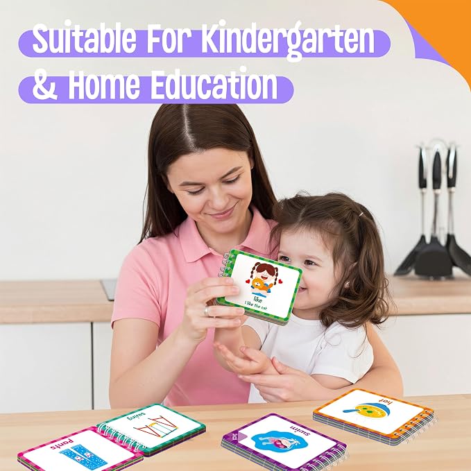 4 Kindergarten Learning Flipbooks, Double-Sided Mini Book Set - CVC, CVCC&CCVC, Sight Words & First Words, Early Educational Language Learning Tool for Kids - Image 6
