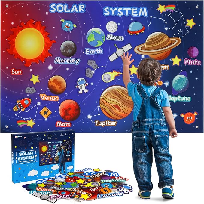 OKOOKO 41Pcs Felt Story Board Set, 43x29inch Solar System Felt Board Set by OKOOKOBabyKidsProducts