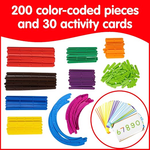 edxeducation Junior GeoStix - In Home Learning Toy for Early Math and Creativity - 200 Multicolored Construction Sticks - 30 Double-Sided Activity Cards - Geometric Manipulative - Image 3