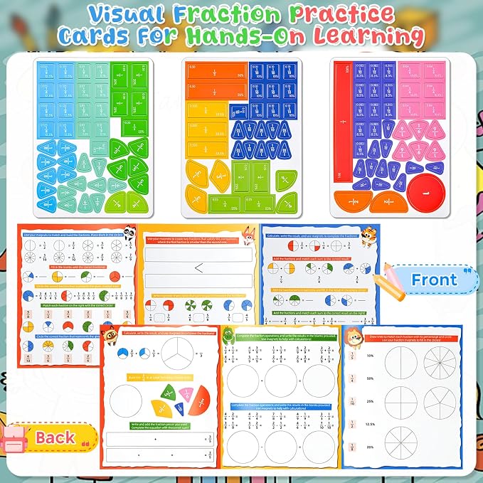 Meetory Magnetic Fraction Playbook - Magnetic Fraction Demonstration Book, Montessori Math Manipulatives Kit, Homeschool Classroom Fraction Puzzles and Games - Image 4