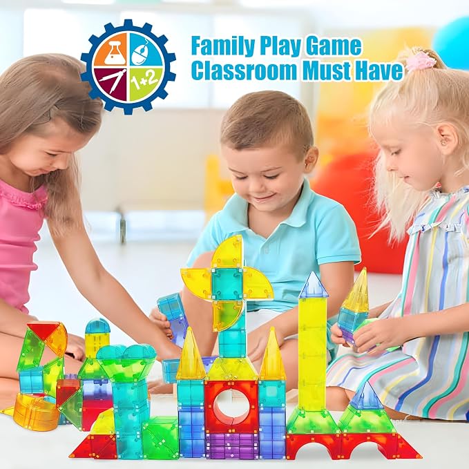 Huaker 66Pcs Magnetic Building Blocks, Translucent 3D STEM Toys for Age 3+ - Image 7