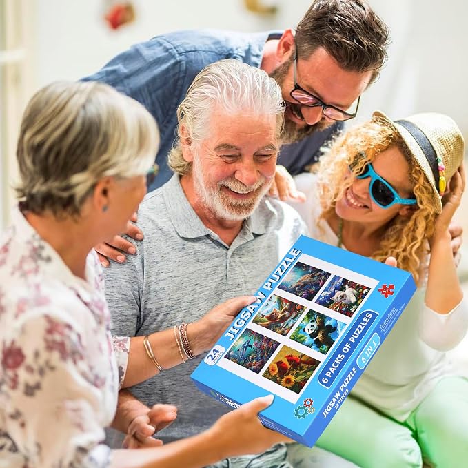 6 Packs 24 Large Piece Puzzles for Seniors,Animals Puzzle for Seniors with Dementia,Turtle Panda Cat Dolphin Bird Dog Easy Jigsaw Puzzle for Alzheimers Memory Games Dementia Activities - Image 6