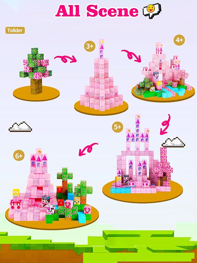 100PCS Princess Castle Magnetic Blocks for Girls, STEM Sensory Building Toys, 3D Magnetic Construction Set for Kids Ages 3-8, Birthday - Image 6