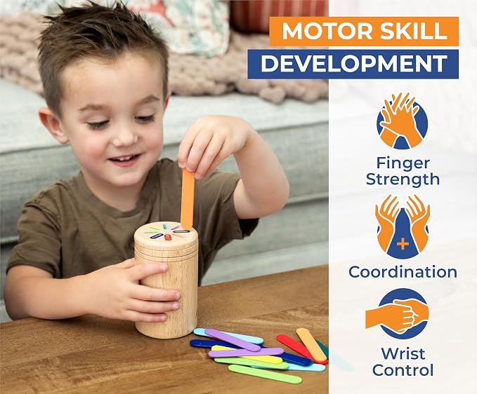 Montessori Toys Preschool, Wooden Color Sorting Toys & Fine Motor Skill Set - Image 5