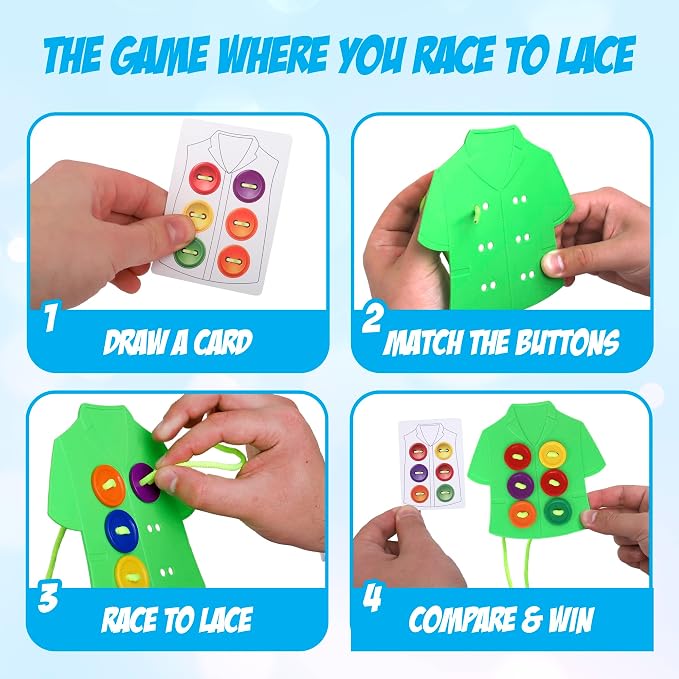 Point Games Lacing Cards Sequence Game - Threading. Sewing, Button Lace Occupational Therapy Toy, Boys & Girls Fine Motor Toys, Educational Preschool Games for Kids Ages 4+ - Image 3