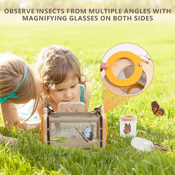 Montessori Wooden Bug Catcher Kit for Kids - 8-in-1 Outdoor Explorer Set with Habitat, Net & Magnifying Glass STEM Learning Toys for Ages 3-8 Nature Gift for Boys & Girls - Image 4