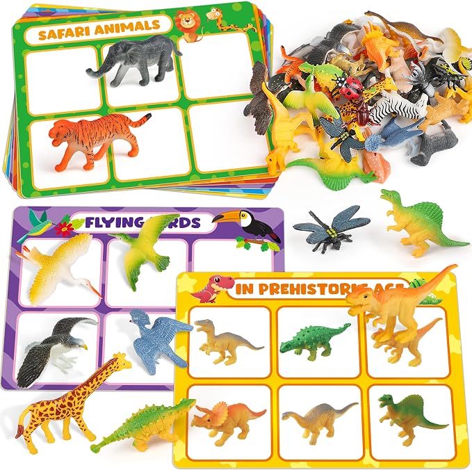 Coogam Sorting Toys for Toddles, Animals Figures Dinosaurs Birds Insects Cognition Matching Game Playset, Fine Motor Learning Activities Educational Toy Gift for 3 4 5 Year Old Kid by Coogam