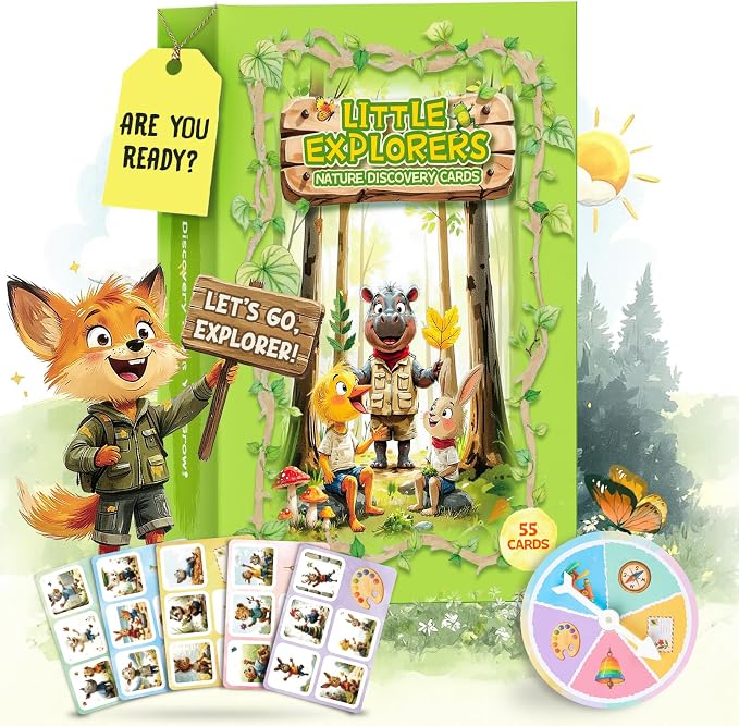Kids Nature Scavenger Hunt – Outdoor Game for Kids | Laminated Waterproof, Wipe-Clean | 55 Cards, 5 Themes, Spinner & Stickers, Soft-Touch | Ages 3–12 Stocking Stuffers by Unknown