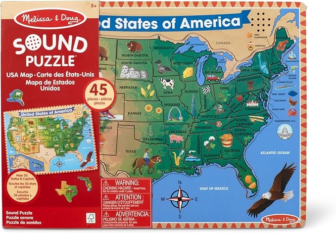 Melissa & Doug USA Map Sound Puzzle - Wooden Puzzle with Sound Effects (40 pcs) - Image 6
