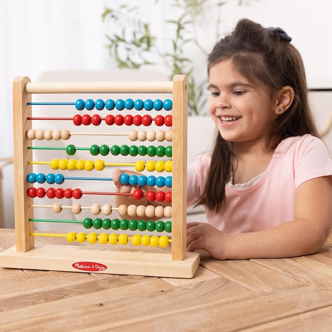 Melissa & Doug Abacus Classic Wooden Toy with 100 Beads - Preschool Learning Activities and Math Games for Kids, Homeschool Essentials for Ages 3+ - Image 2