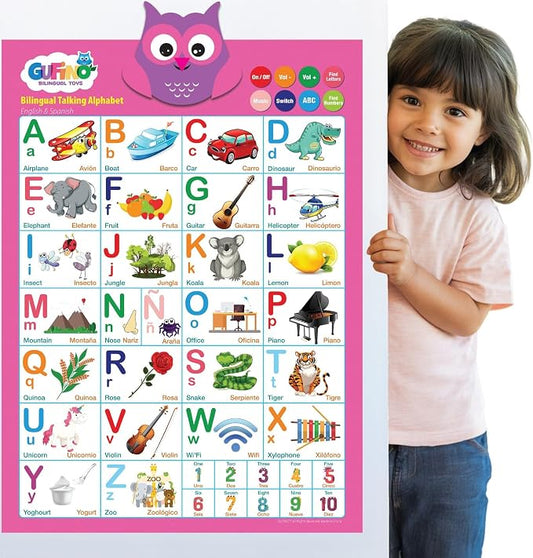 Gufino Alphabet Wall Chart - Bilingual Toys with Interactive Touch Buttons for Independent & Guided Learning - Ideal for Preschool Learning Activities & Spanish Classroom Supplies. by GUFINO