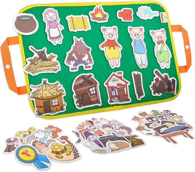 CHEFAN Felt Board Story Set, Flannel Board Stories for Toddlers Preschool, Three Little Pigs, Goldilocks and Three Bears, Hansel and Gretel, The Hare and Tortoise by CHEFAN