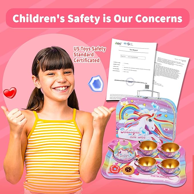SMILESSKIDDO 46pcs Princess Tea Party Set for Little Girls - Kids Kitchen Pretend Play Toys - Toddler Tea Party Sets for Girls 3-5, Gift for 3 4 5 6 Girl(Unicron)