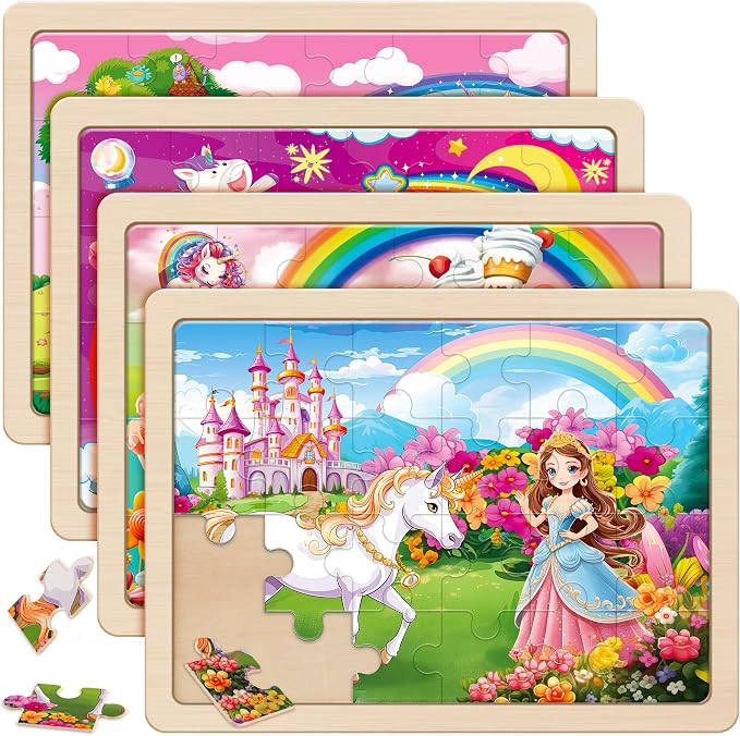 SYNARRY Large Unicorn Princess Fairy Wooden Puzzles for Kids Ages 4-6 by SYNARRY
