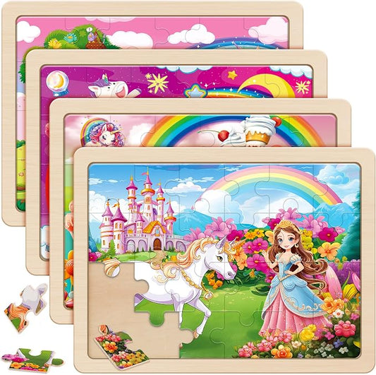 SYNARRY Large Unicorn Princess Fairy Wooden Puzzles for Kids Ages 4-6 by SYNARRY