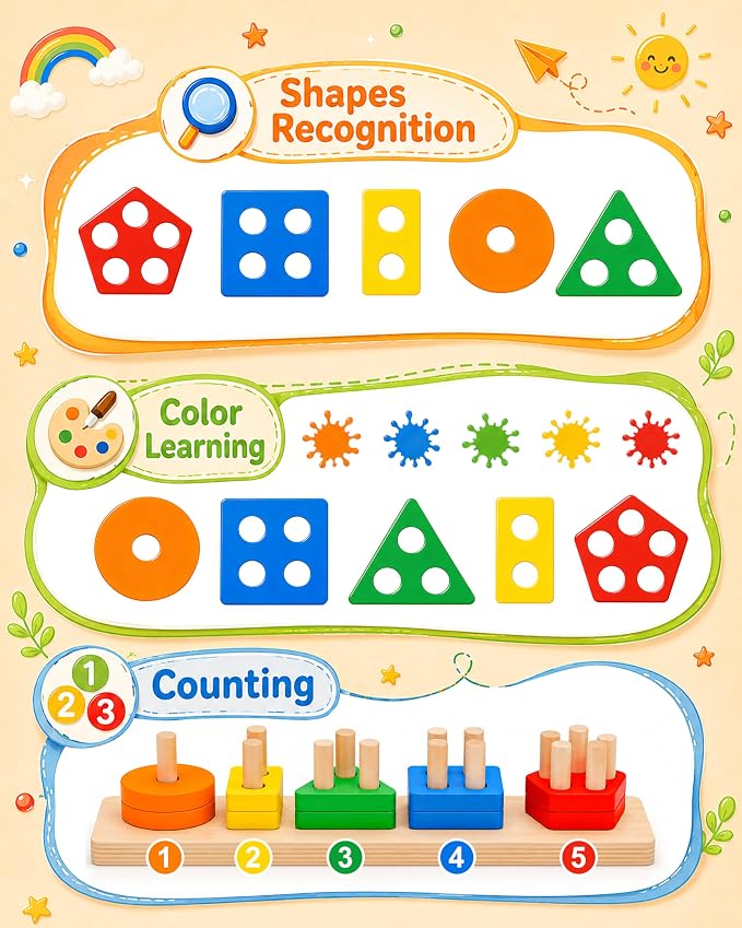 Montessori Toys for 1 2 3 Year Old Boys Girls Toddlers, Wooden Toys Gifts - Image 4