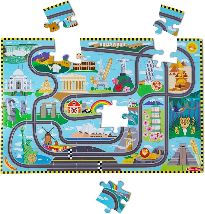 Melissa & Doug Race Around the World Floor Puzzle 48-Piece - Image 4