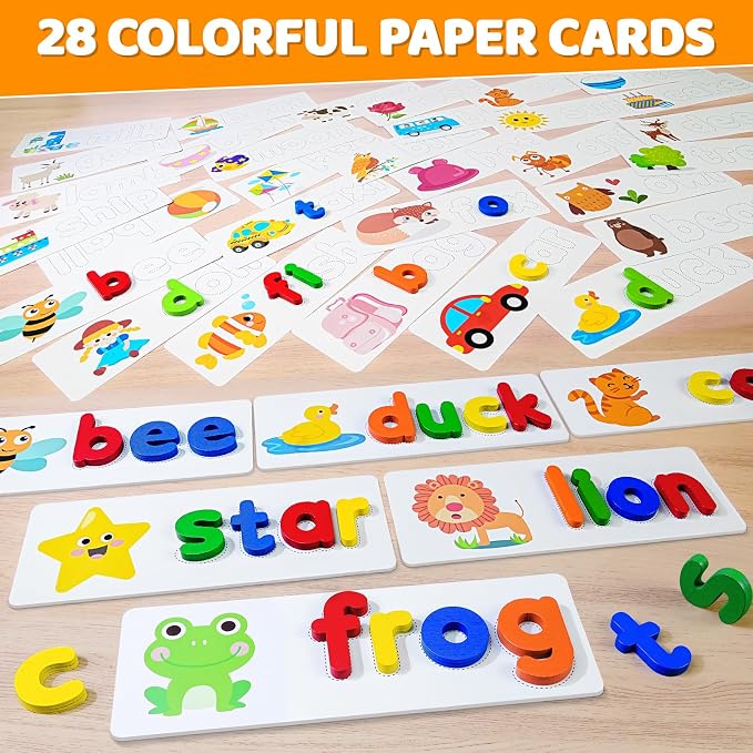 BEESTECH Alphabet ABC Learning Educational Toys for 3 4 5 Years Old Boys Girls, Wooden Puzzle Flash Cards Preschool Activity Letter Matching Games for Kids Toddlers - Image 4