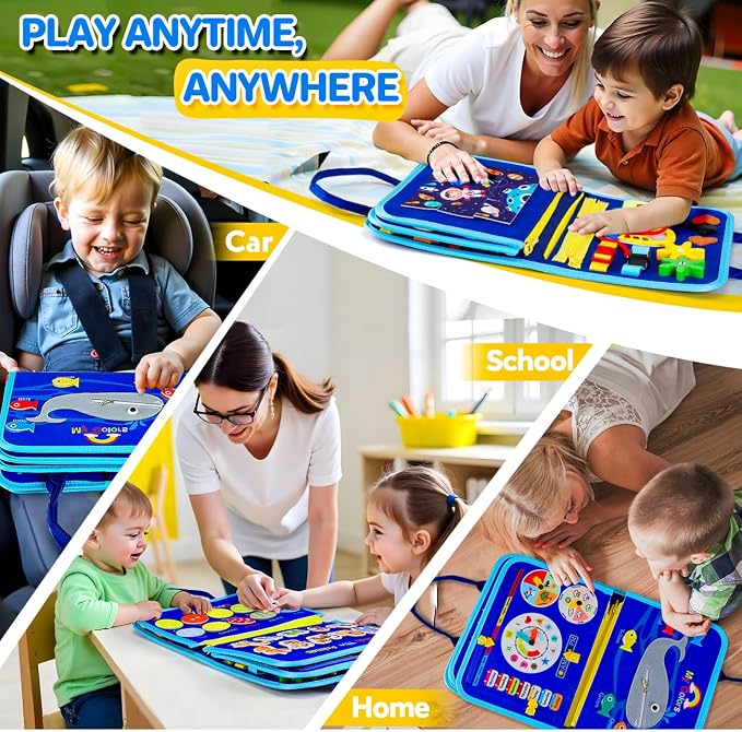 Montessori Busy Board,Busy Book Travel Toy Gifts for Toddler Boy Girl 1-3 - Image 5
