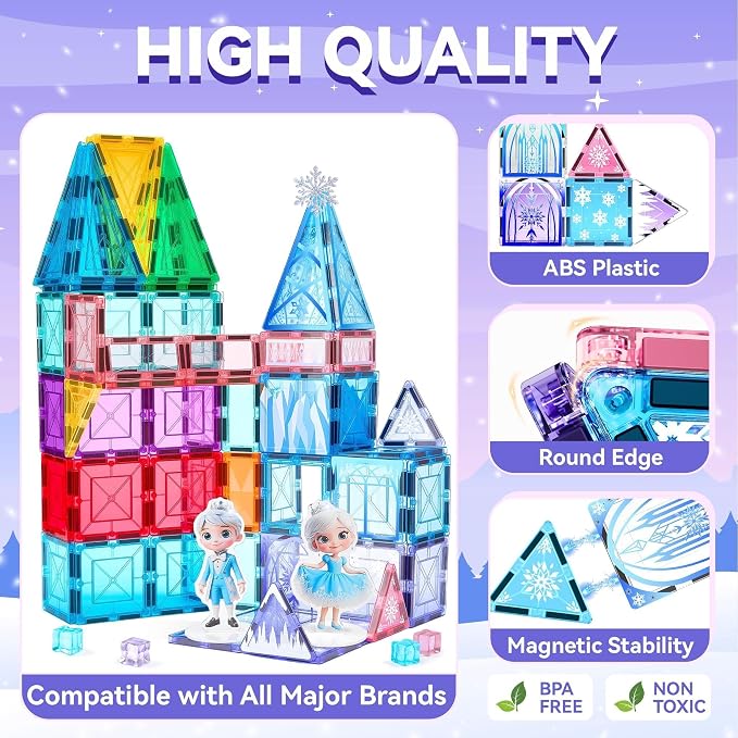 VigorFun Princess Castle Magnetic Tiles Building Toys Set for Kids Ages 4-8 - Image 4