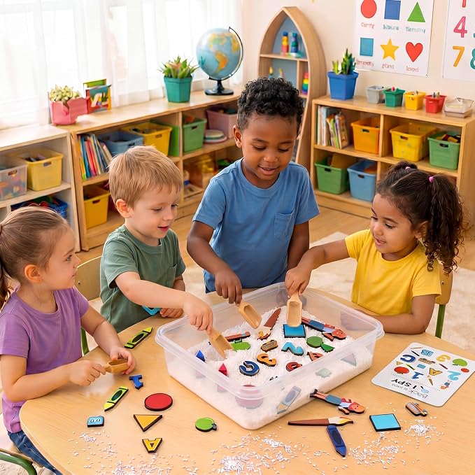 Beeveer 22 Pcs Sensory Bin Fillers for Kids Back to School Sensory Toy Kit Counting Sorting Fine Motor Toys with Simulated Sugar, Bin, Wood Chip and Spoon for Girl Boy Preschool Education Activities - Image 6
