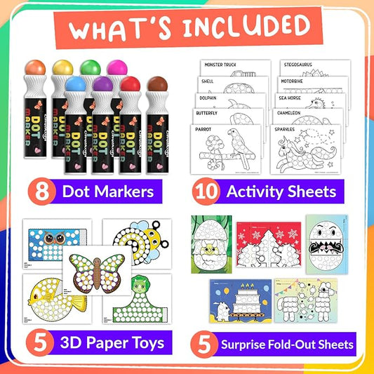 Chalkola 8 Washable Dot Markers for Toddlers - Kids Paint Dot Art Set - Image 2