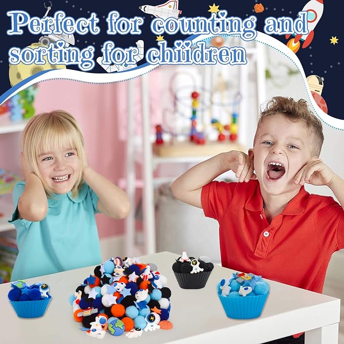 236pcs Space Sensory Bin Filler Fine Motor Toys Astronaut Spaceship Sensory Bin Items Astronauts Saturn Moon Mars Earth Rocket Planet Satellite Space Shuttle Stars for Preschool Education Activities - Image 4