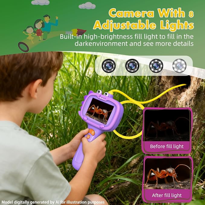 Daxiongmao Borescope Camera with Light for Kids | STEM Science Educational Toy for 3 4 5 6 7 8 9 10 Years Old Boys & Girls | Birthday Gift for Outdoor Adventures & Nature Discovery（Purple） - Image 2