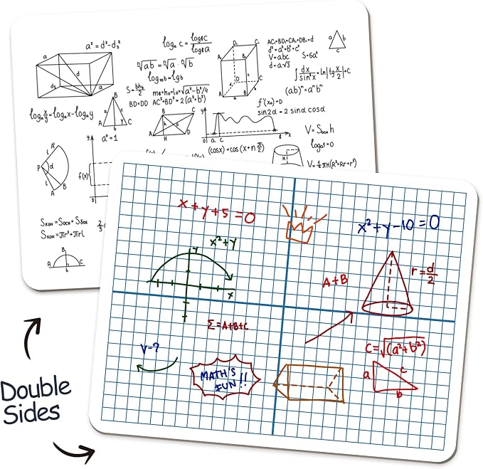 Dry Erase XY Axis Graph Whiteboard,9" x 12" Interactive Learning Coordinate Grid Double-Sided Dry Erase Board,Math Manipulatives White Board for Students,Classroom and Home,Small White Board Dry Erase by AIZWEB