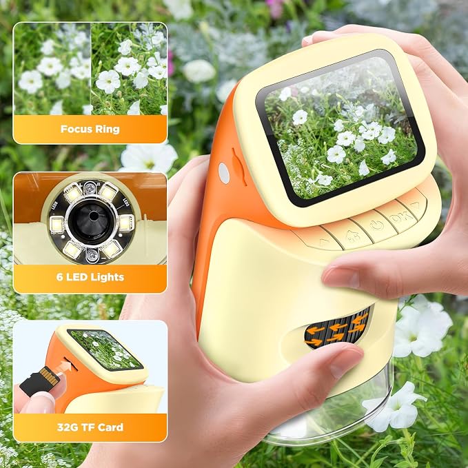 Kids Digital Microscope 1000X with 2.0" Screen | Handheld Rechargeable Microscope Kit with Slides, Portable STEM Science Toy for Kids Ages 5-12, Educational Gift for Boys & Girls - Image 6
