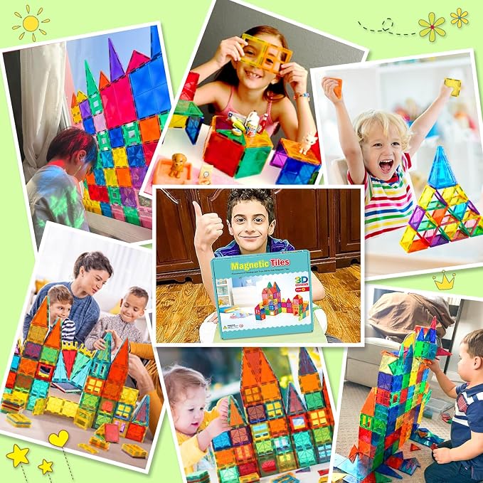 NVHH 100PCS Magnetic Tiles Blocks for Kids Ages 3-5 4-8 STEM Learning Toys - Image 7