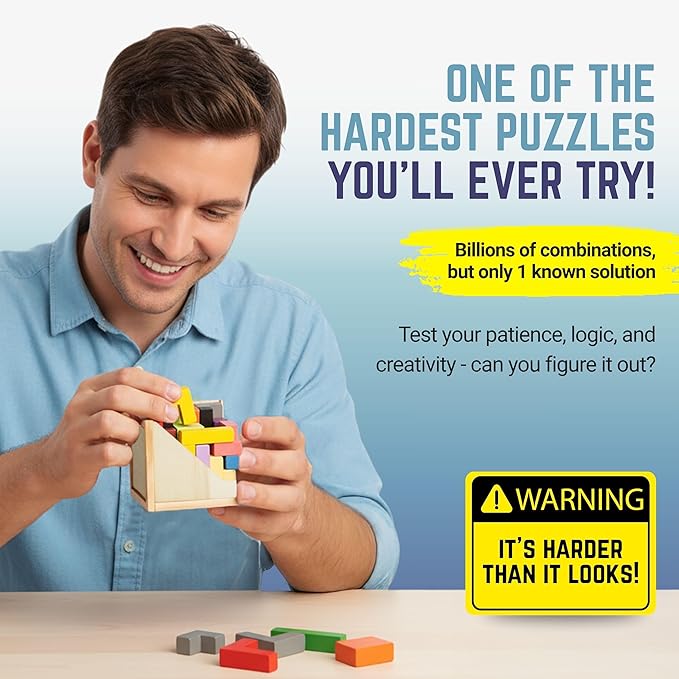 Zen Fun Unsolvable Puzzle Cube | Impossible Brain Teaser Puzzle & Memory Game for Adults - Hardest Block Puzzle in The World (Large Version) - 32 Pieces